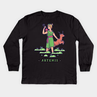 Artemis Greek Mythology Kids Long Sleeve T-Shirt